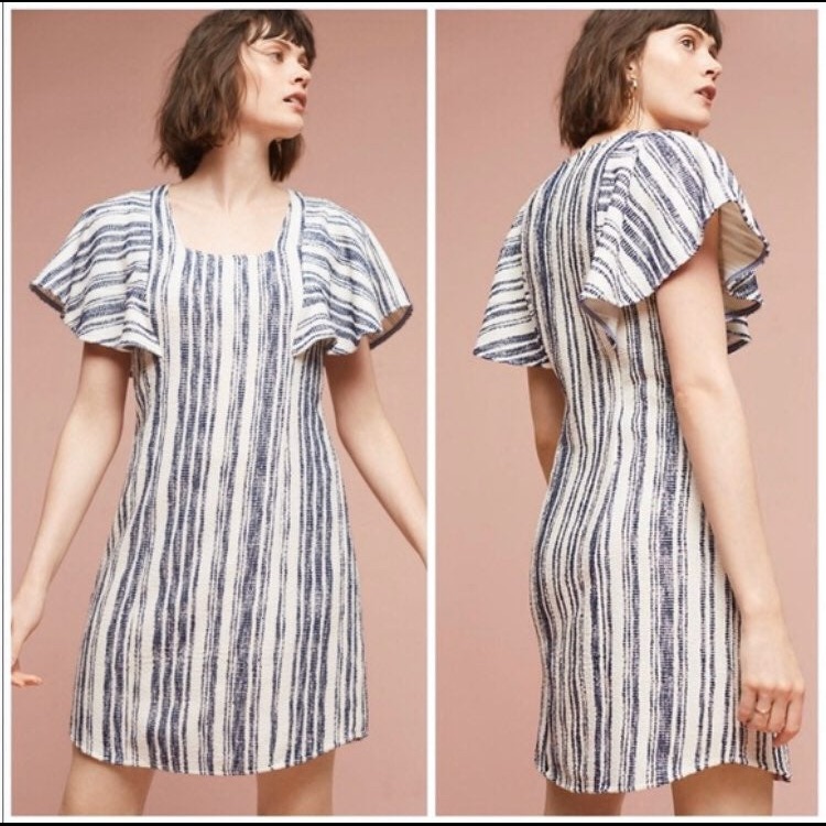 Anthropologie Blue And White Striped Dress